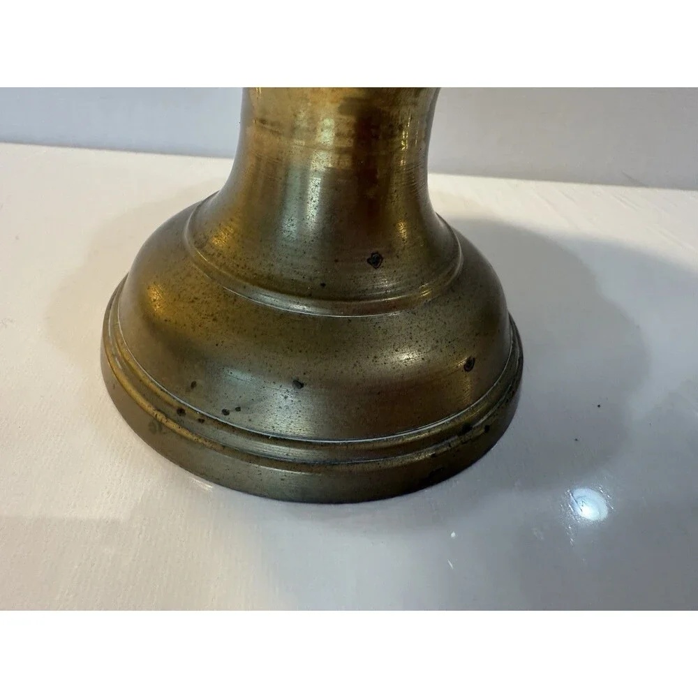 Vintage Brass Lotus Flower Pedestal Vase Scalloped Planter Urn India 7